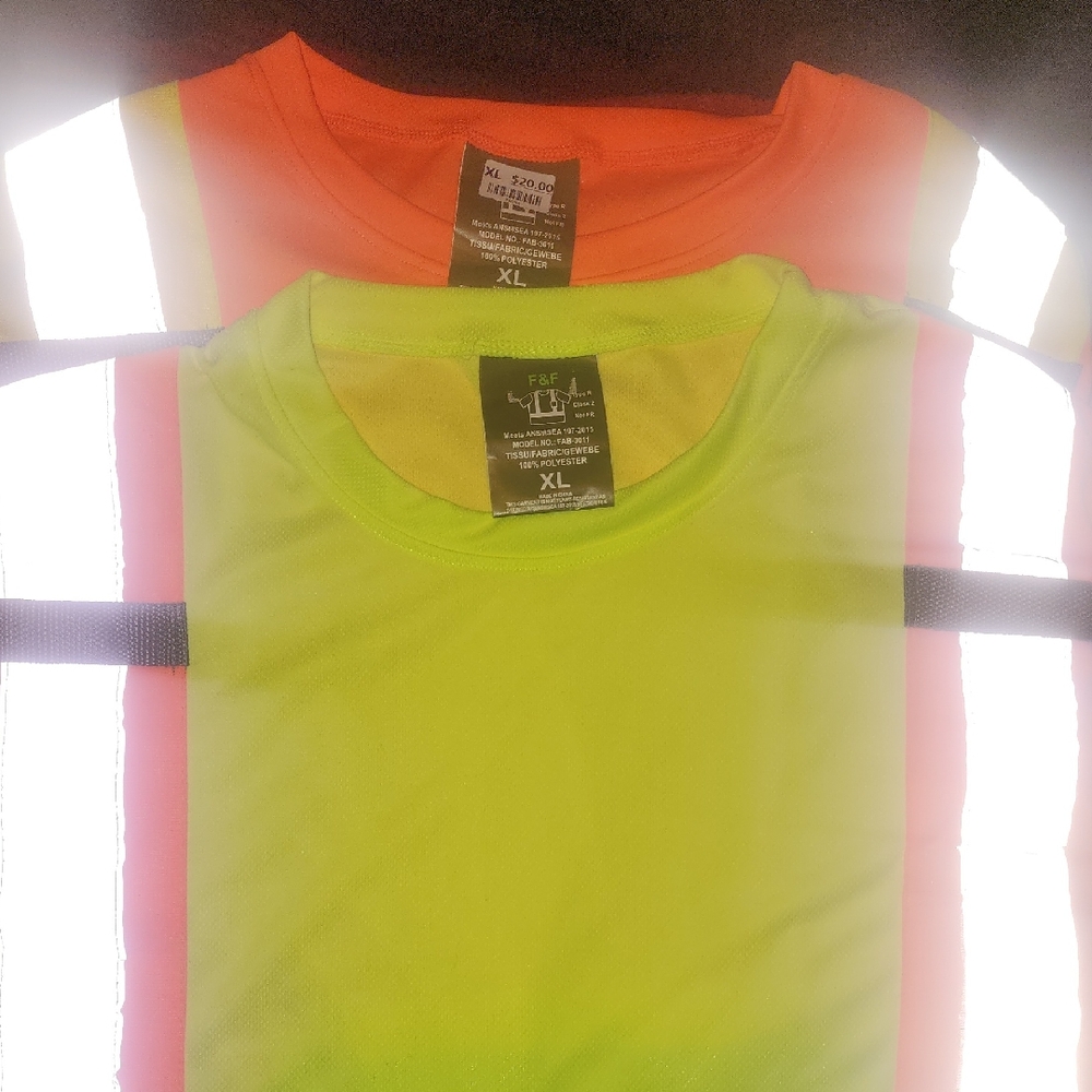 Men's Reflective Safety Long Sleeve Tees - Orange and Green